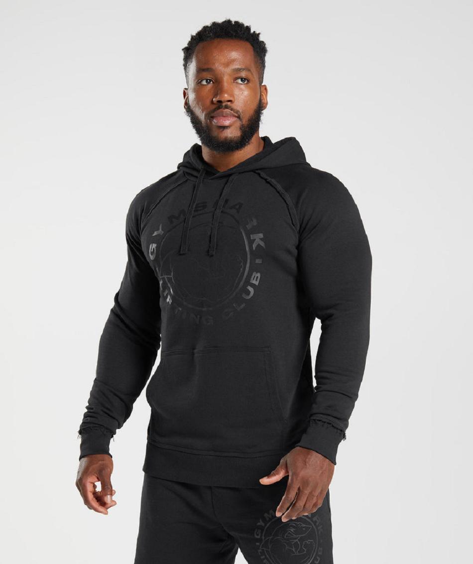 Bluzy Z Kapturem Męskie Gymshark Legacy Czarne | PL 3603EBC